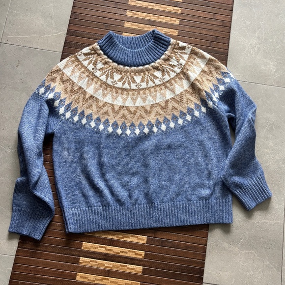 Tommy Hilfiger Half Snowflake Raglan Sweater - Blue with Tan Details Siz… - Picture 3 of 9